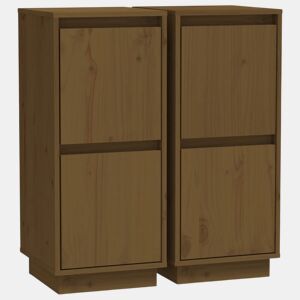 vidaXL Aparadores 2 pcs 31,5x34x75 cm pinho maciço castanho mel