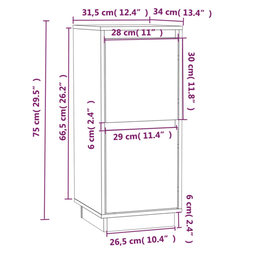 vidaXL Aparadores 2 pcs 31,5x34x75 cm pinho maciço castanho mel