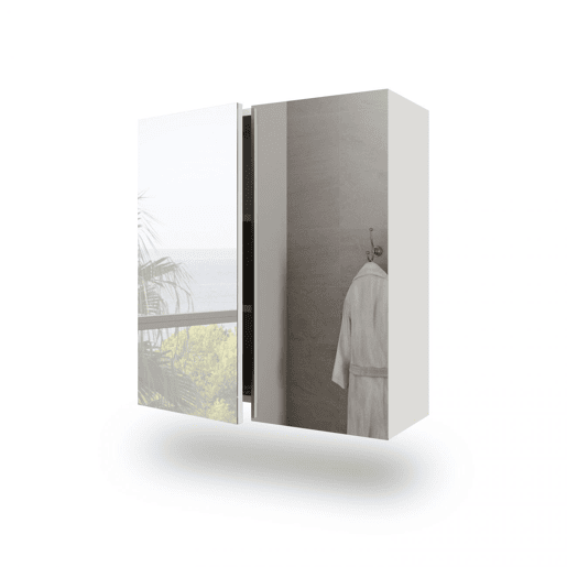 Armário de quarto de vestir Inspire com espelho Branco brilhante 60 x 65 x 21 cm