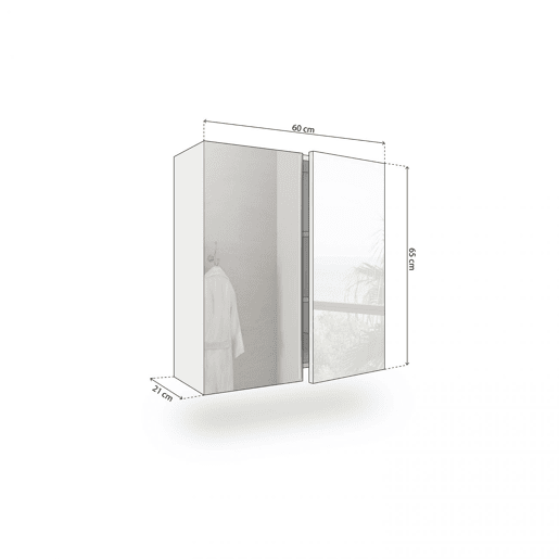 Armário de quarto de vestir Inspire com espelho Branco brilhante 60 x 65 x 21 cm
