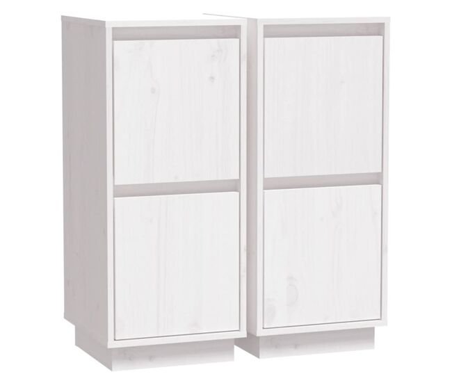 Vidaxl aparador 2 uds madera maciza de pino blanco 31,5x34x75 cm