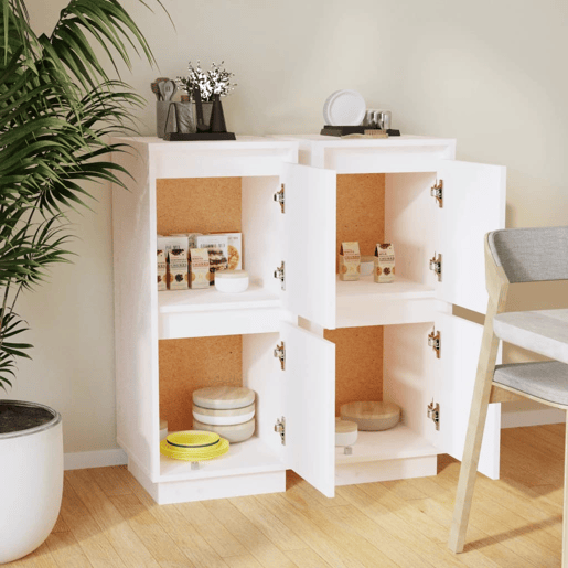 vidaXL Aparadores 2 pcs 31,5x34x75 cm madeira de pinho maciça branco vidaXL Aparadores 2 pcs 31,5x34x75 cm madeira de pinho maciça branco