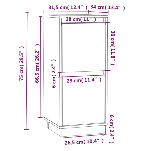 vidaXL Aparadores 2 pcs 31,5x34x75 cm madeira de pinho maciça branco vidaXL Aparadores 2 pcs 31,5x34x75 cm madeira de pinho maciça branco