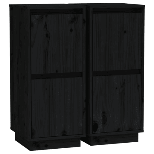 vidaXL Aparadores 2 pcs 31,5x34x75 cm madeira de pinho maciça preto