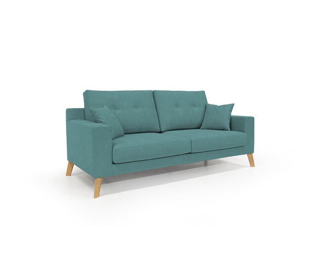 Danish sofá moderno de tela suave e impermeable 146 cm azul petróleo