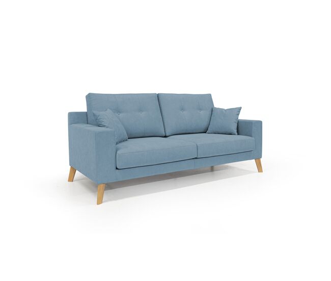 Danish sofá moderno de tela suave e impermeable 206 cm azul claro