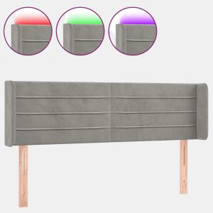 vidaXL Cabeceira cama c luzes LED veludo 147x16x7888 cm cinza-claro