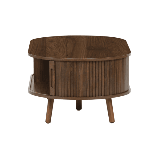 Mesa de centro com portas de correr e compartimentos efeito de madeira, Legacy, Madeira de nogueira, 110x59x39 cm