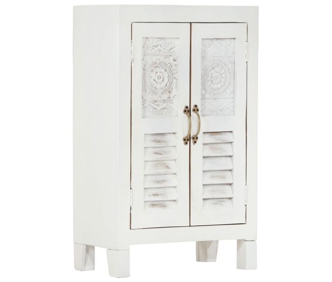 Vidaxl aparador madera maciza de acacia blanco 55x30x90 cm