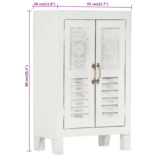 vidaXL Aparador 55x30x90 cm madeira de acácia maciça branco