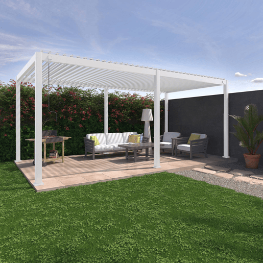 Pérgola bioclimática 3x6m com lâminas ajustáveis , Triomphe 3x6m, Branco, 600x300x250 cm