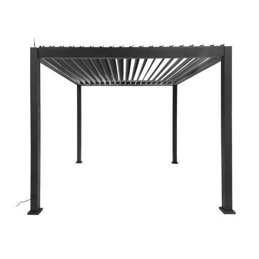 Pérgola bioclimática elétrica de alumínio 3x3m com iluminação LED, Triomphe 3x3m LED, Antracite, 291x301x250 cm
