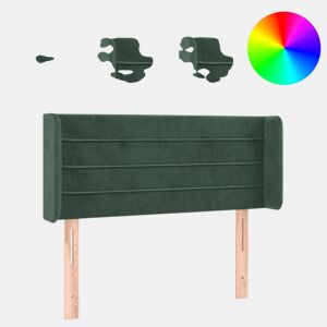 vidaXL Cabeceira cama c luzes LED veludo 103x16x7888 cm verde-escuro