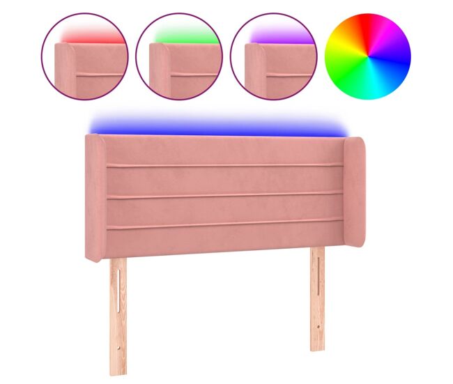 Vidaxl cabecero con led de terciopelo rosa 103x16x78/88 cm