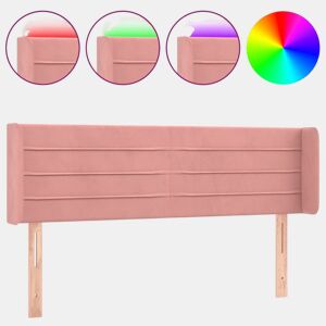 vidaXL Cabeceira de cama c luzes LED veludo 147x16x7888 cm rosa