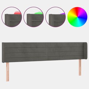 vidaXL Cabeceira cama c luzes LED veludo 183x16x7888cm cinza-escuro