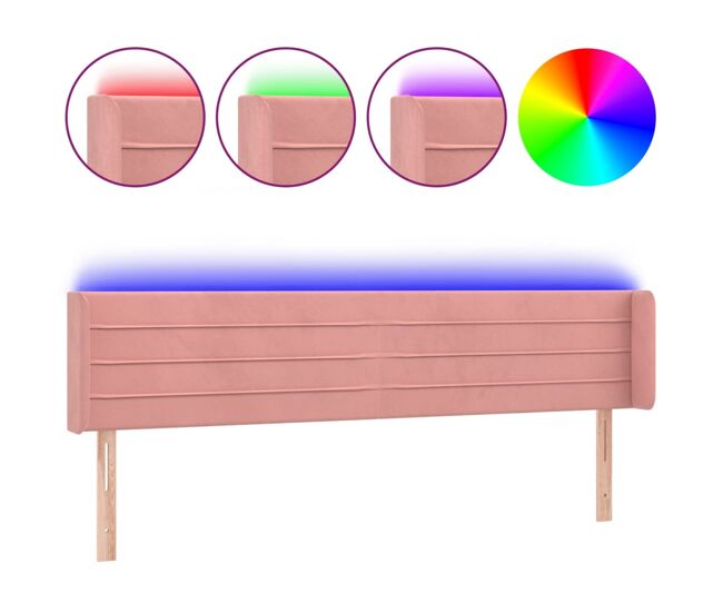 Vidaxl cabecero con led de terciopelo rosa 203x16x78/88 cm