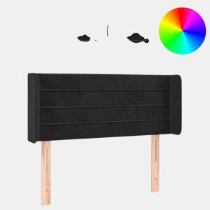 vidaXL Cabeceira de cama c luzes LED veludo 83x16x7888 cm preto