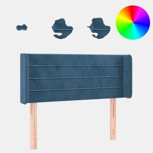 vidaXL Cabeceira cama c luzes LED veludo 103x16x7888 cm azul-escuro