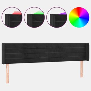 vidaXL Cabeceira de cama c luzes LED veludo 203x16x7888 cm preto
