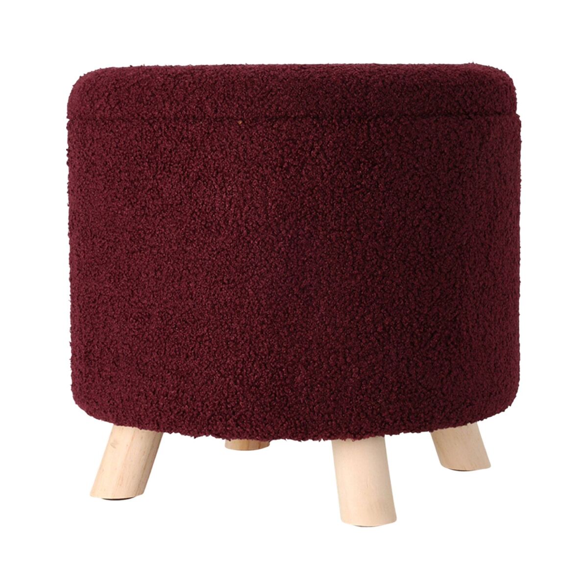 Well home taburete de almacenamiento 100% poliéster ø40x37cm de 18l color burdeos