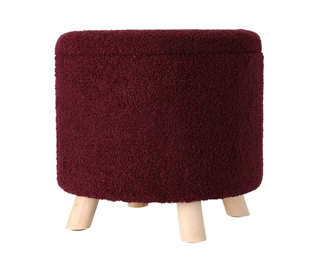 Well home taburete de almacenamiento 100% poliéster ø40x37cm de 18l color burdeos
