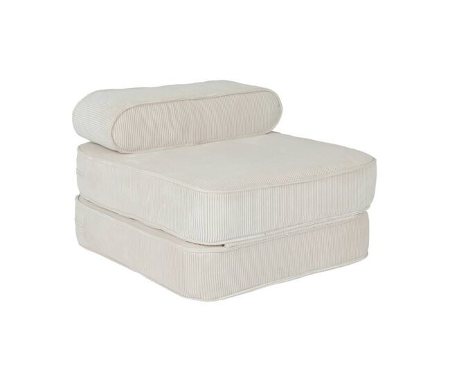 Sillón infantil de pana desplegable, color crema, l 66 x p 62 x h 43,5 cm