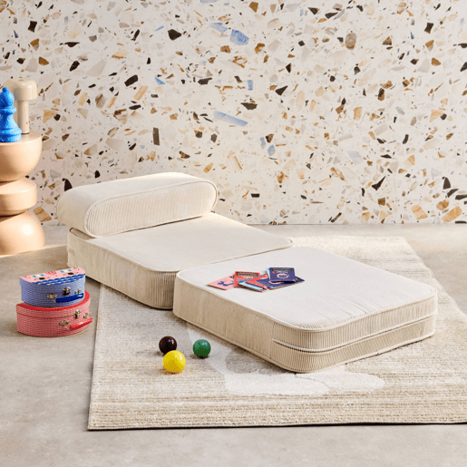 Poltrona infantil em veludo canelado grosso, Imani, Natural, 66x62x43.5 cm