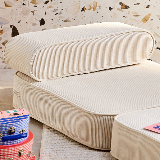 Poltrona infantil em veludo canelado grosso, Imani, Natural, 66x62x43.5 cm