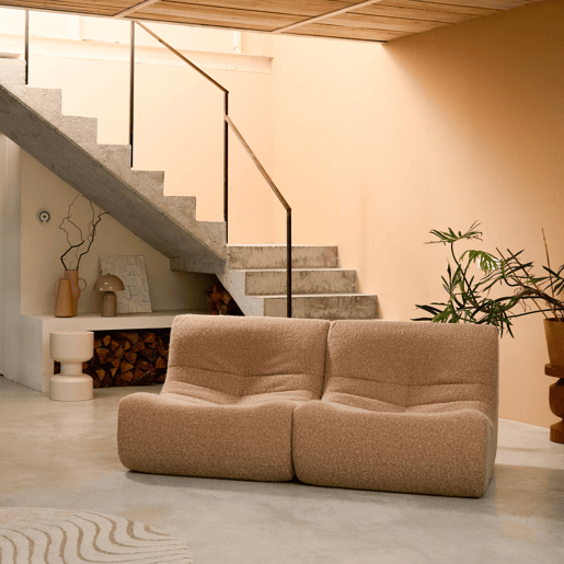 Sofá modular em tecido efeito alpaca de 2 lugares, Sokol alpaca, Beige, 105x91x72 cm