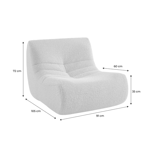 Sofá modular em tecido efeito alpaca de 2 lugares, Sokol alpaca, Beige, 105x91x72 cm
