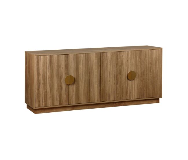 Aparador exótico de 4 puertas efecto madera de mango, 180cm efecto madera miel - 180x40x75 cm