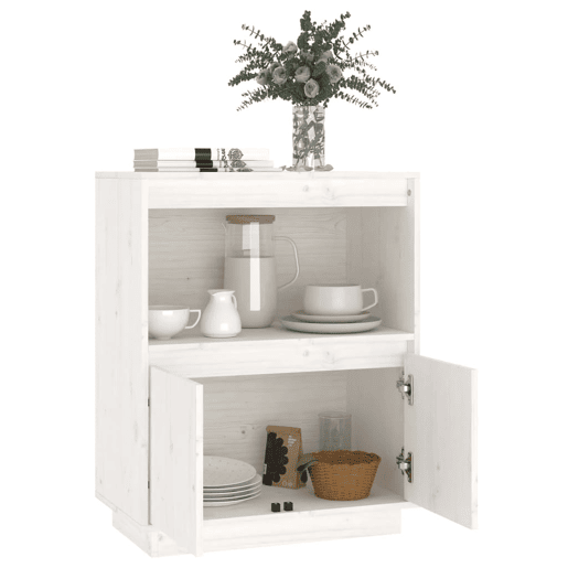vidaXL Aparador 60x34x75 cm madeira de pinho maciça branco