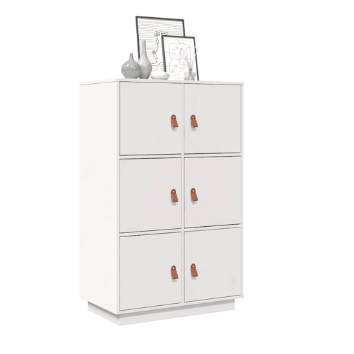 vidaXL Aparador alto 67x40x108,5 cm pinho maciço branco