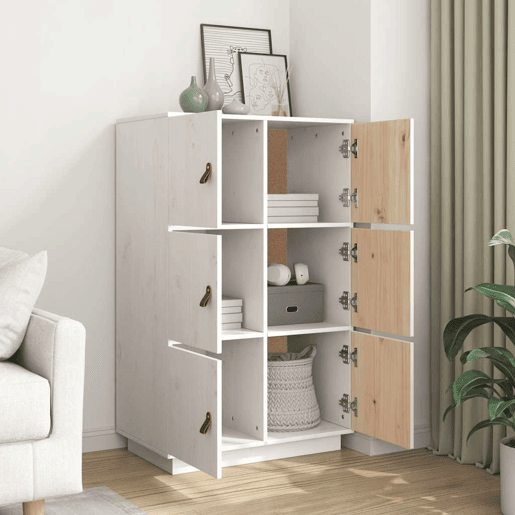 vidaXL Aparador alto 67x40x108,5 cm pinho maciço branco