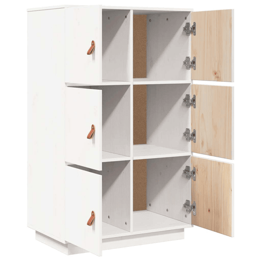 vidaXL Aparador alto 67x40x108,5 cm pinho maciço branco