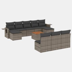 vidaXL 11 pcs conjunto sofás de jardim c almofadões vime PE cinzento