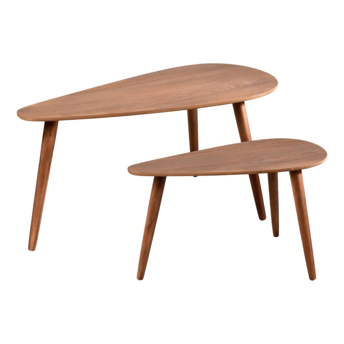 Well home juego de 2 mesas auxiliares en forma de gota, elegantes y funcionales color nogal oscuro