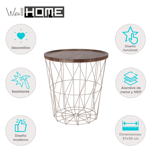 Mesa lateral Well Home com bandeja