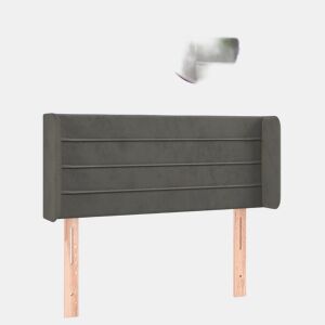 vidaXL Cabeceira cama c luzes LED veludo 93x16x7888cm cinza-escuro