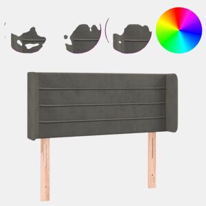 vidaXL Cabeceira cama c luzes LED veludo 103x16x7888 cm cinza-escuro