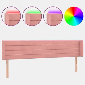vidaXL Cabeceira de cama c luzes LED veludo 163x16x7888 cm rosa
