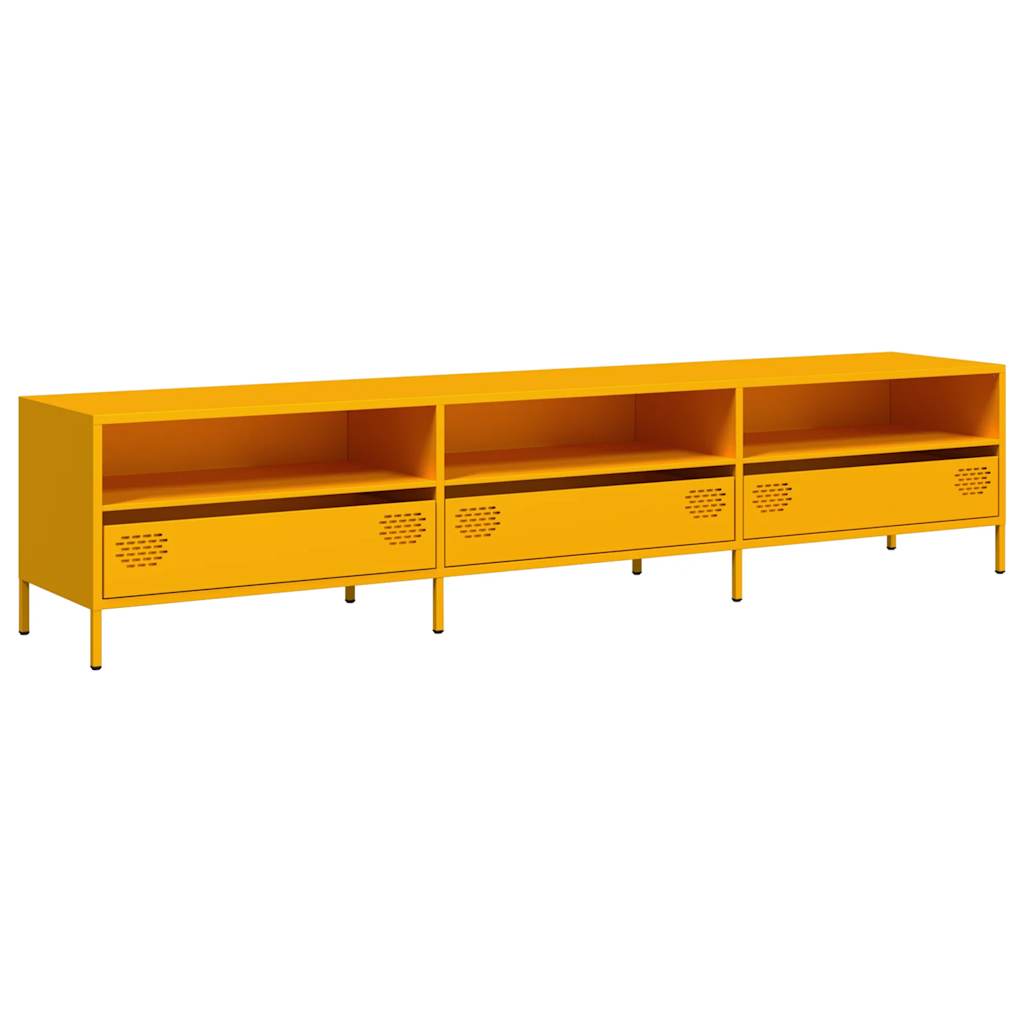 mueble tv - mesa de tv acero laminado en frio amarillo mostaza 202x39x435cm