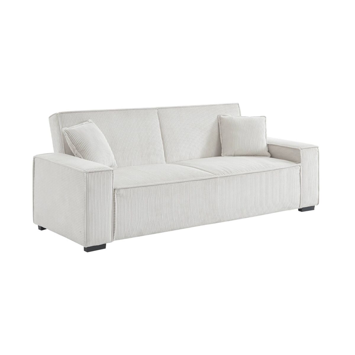 Sofá cama de pana, 3 plazas crema - 231x96.5x80 cm