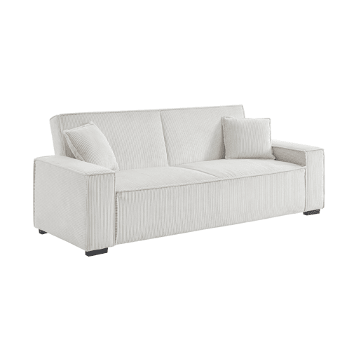 Sofá-cama de 3 lugares em bombazina branca creme L 231 x P 96,5 x A 80cm