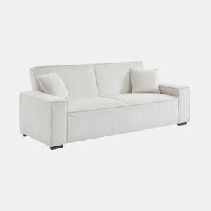 Sofá-cama de 3 lugares em bombazina branca creme L 231 x P 96,5 x A 80cm