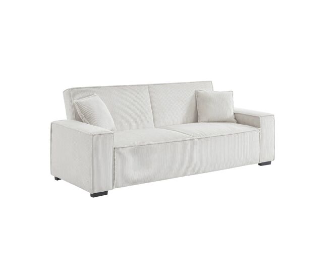 Sofá cama de pana, 3 plazas crema - 231x96.5x80 cm