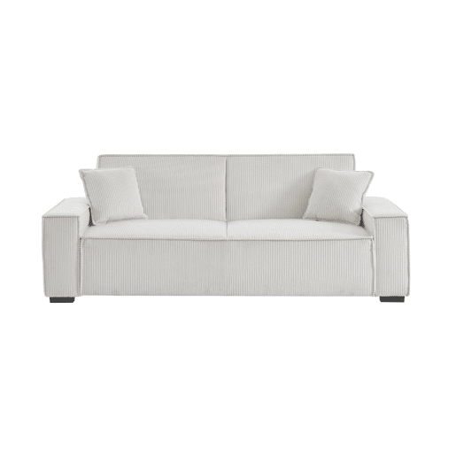 Sofá-cama de 3 lugares em bombazina branca creme L 231 x P 96,5 x A 80cm