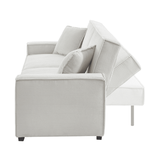 Sofá-cama de 3 lugares em bombazina branca creme L 231 x P 96,5 x A 80cm