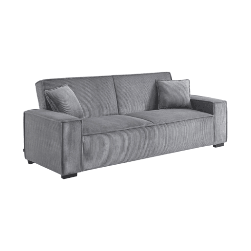 Sofá-cama em tecido veludo canelado grosso de 3 lugares, Feel veludo canelado, Cinza Claro, 231x96.5x80 cm